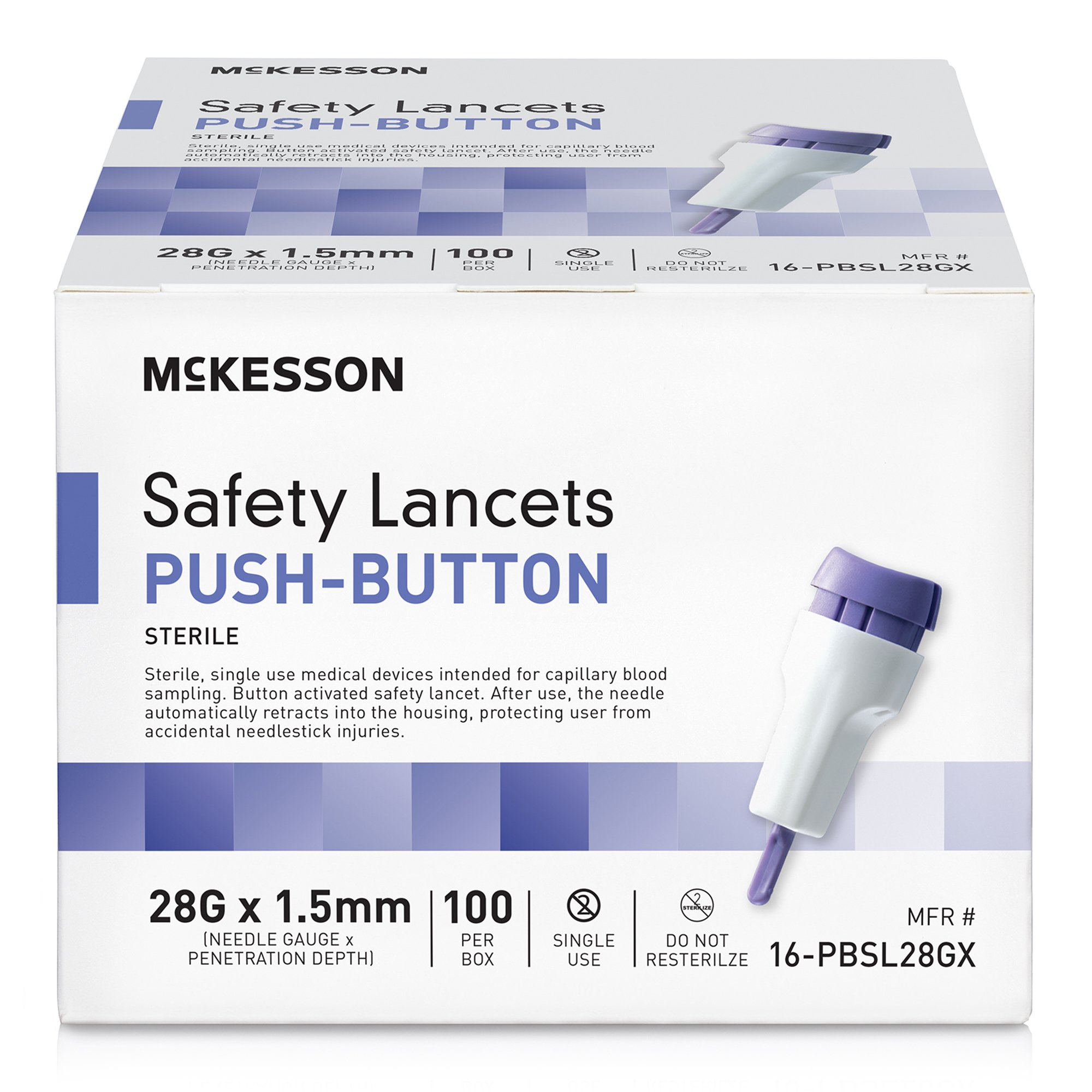 McKesson Push Button Safety Lancet, 28 Gauge DME PLUS LLC
