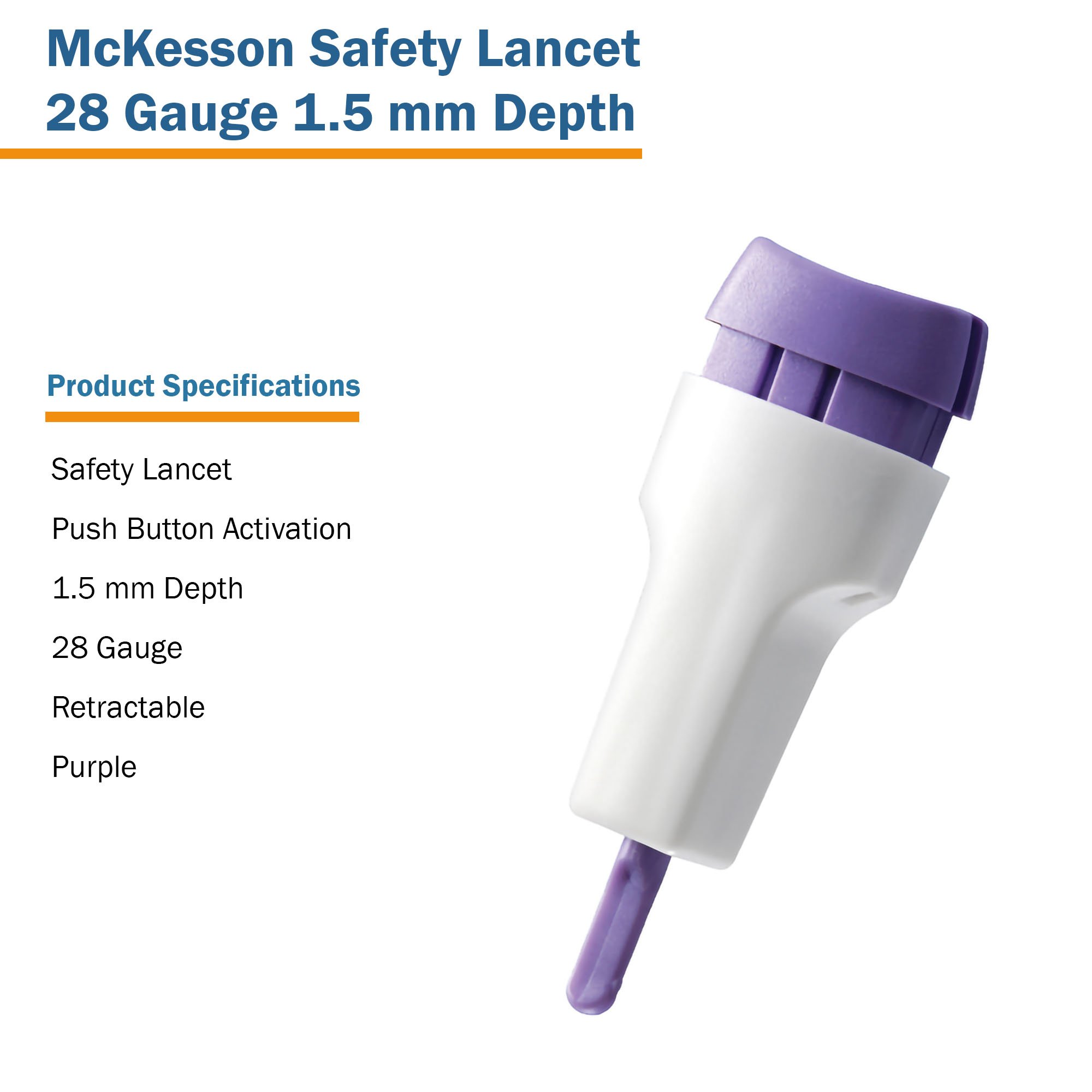 McKesson Push Button Safety Lancet, 28 Gauge DME PLUS LLC